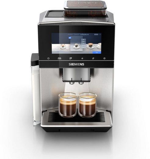 SIEMENS Kaffeevollautomat EQ900 TQ903D43, intuitives 6,8" TFT-Display, Geräuschreduzierung App-Steuerung, Barista-Modus, AromaSelect, 3 Profile, edelstahl
